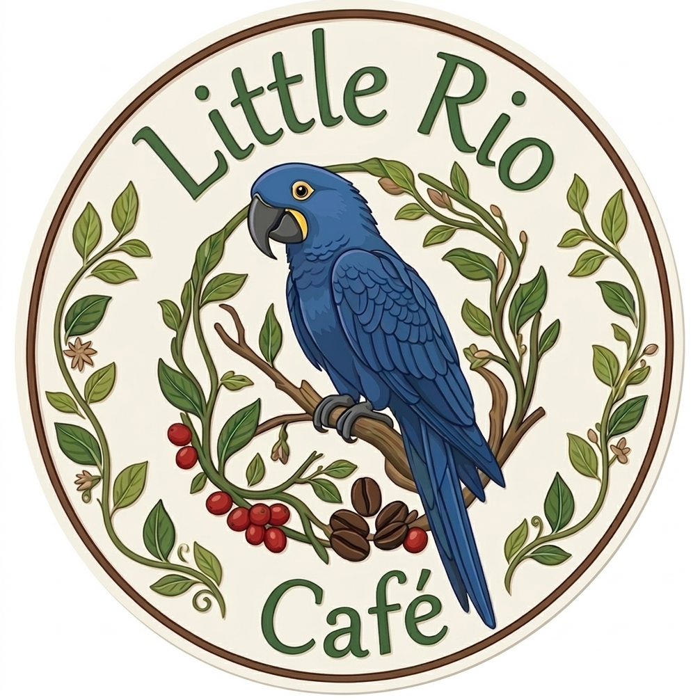 Little Rio Café blue parrot logo